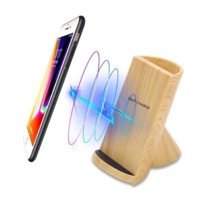 Focusora ChargeDock – Drahtloser Ladebehälter mit Holzmaserung & stilvollem Design